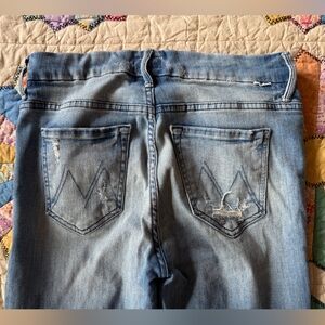 Mother The Pixie Fray Skinny Jeans Losing Control size 27